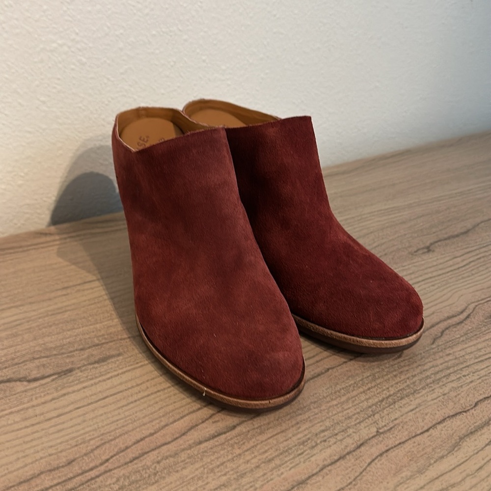 Suede wine Mules with Wooden Heel 9 kork-Ease - Picture 6 of 11